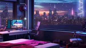 城市风光带鱼屏