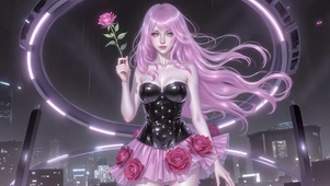 粉发科幻玫瑰少女
