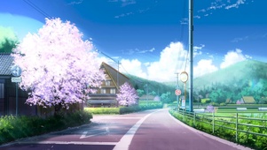乡村樱花街道