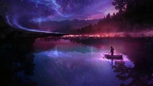 夜晚星空渔夫