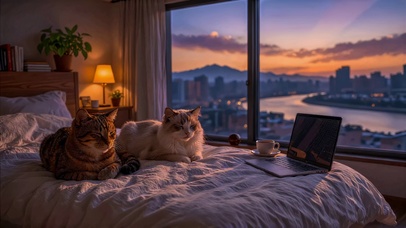 黄昏卧猫