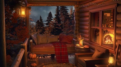 秋日雨天舒适门廊休息