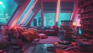 粉色科幻房间