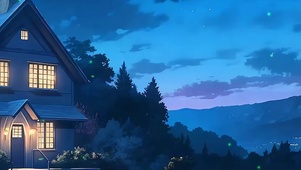 夜景星空树木带鱼屏