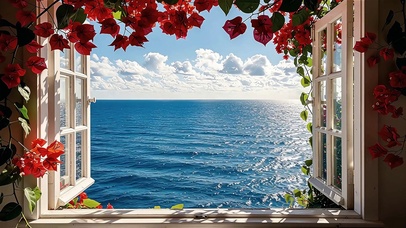 海边窗景