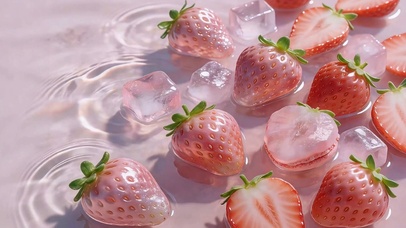 清凉夏日草莓桌面