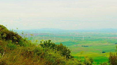 放松自然草原风力车