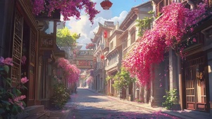 春日古城街道建筑风景