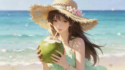 夏日海边女孩