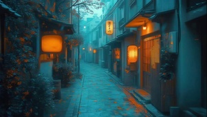 蓝调静谧小镇迷雾街道