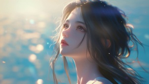 海边护眼美女