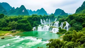 绿色护眼山水溪流