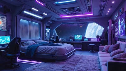 太空科技霓虹房间