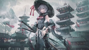 江南雨中少女