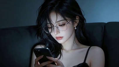 治愈可爱发消息的女孩