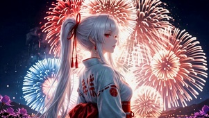 烟花少女夜景