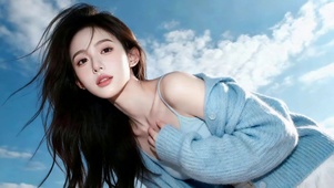 治愈蓝天下女孩