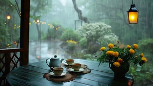 雨天品茶