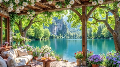 繁花湖景庭院