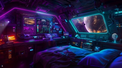 科技霓虹太空船舱