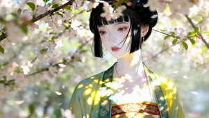 樱花树下古风女孩