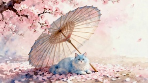 樱花树木猫咪