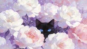 花朵中猫咪