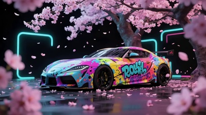 樱花涂鸦跑车