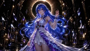 蓝发梦幻水晶美少女