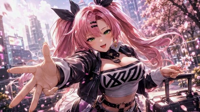 樱花粉发少女