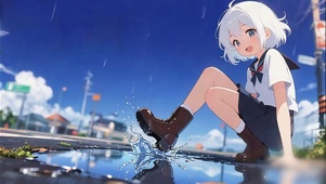 玩水的少女