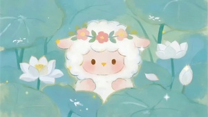 荷风里的花环小羊