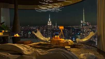 都市雨夜安静卧室