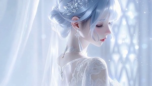冰蓝白纱美女