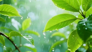 雨中的绿叶