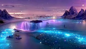 夜景星空河流带鱼屏