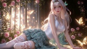 暖光花墙下流萤