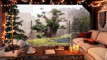 舒适春天小屋氛围