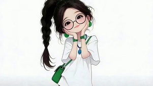 长发戴眼镜女孩