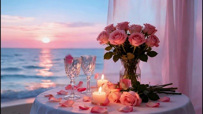海边玫瑰与黄昏