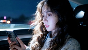 夜色车内氛围感美女
