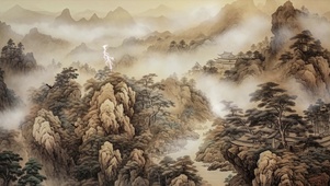 古风山水 ai插画