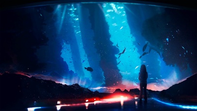 星空海洋下的女孩