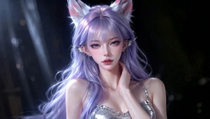 梦幻紫发狐耳美少女