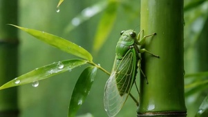 护眼竹林蚱蜢带鱼屏