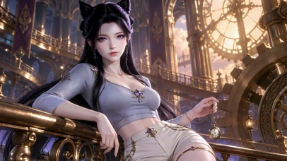 赛博风时钟塔美女