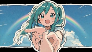 和初音手牵手