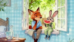 夏日窗台吃西瓜