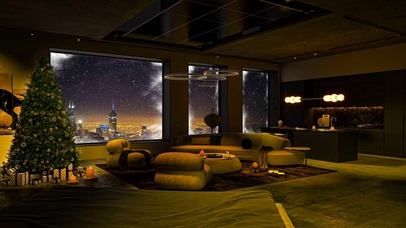 都市雪天安静房间