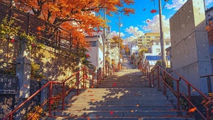 秋天城市台阶